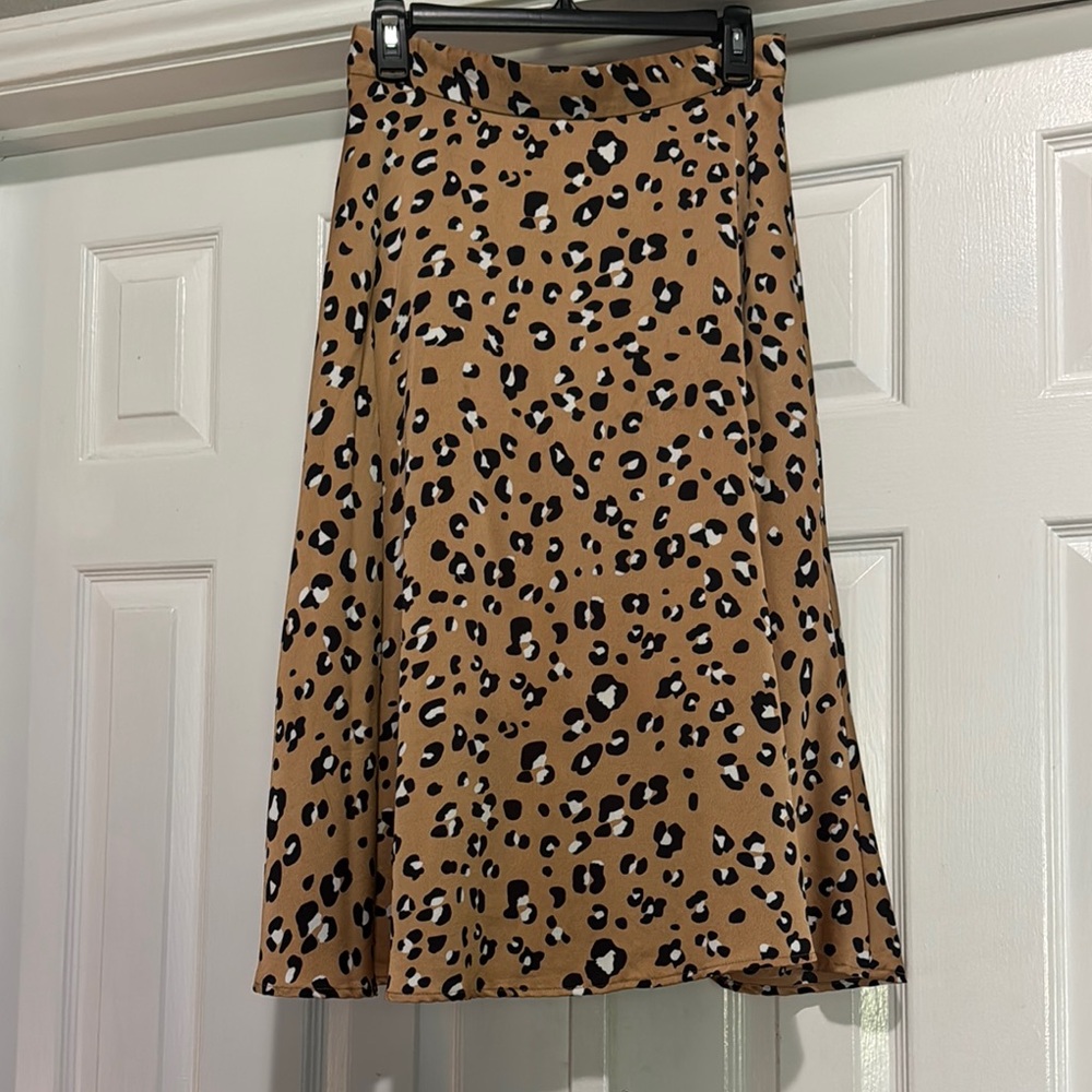 Leopard print Midi A-Line Skirt for Casual Wear